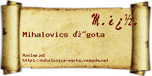 Mihalovics Ágota névjegykártya