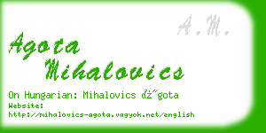agota mihalovics business card